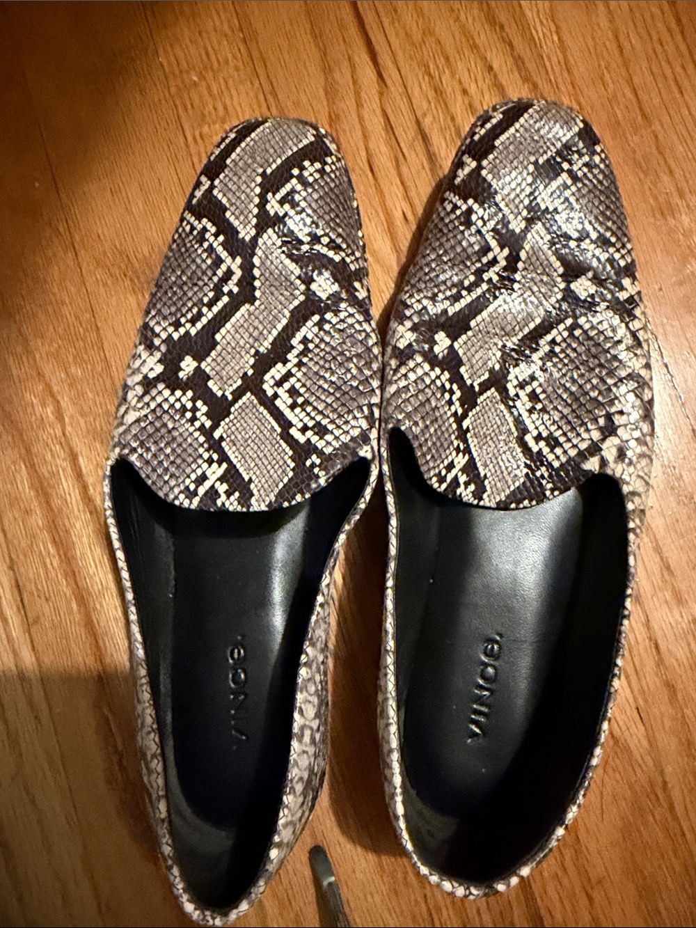 Vince Snake-Print Slip-On Loafers in Black and Cream
